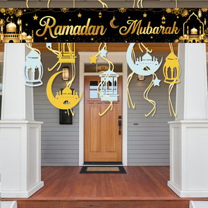 عرض خاص لافتة معلقة على الحائط من البوليستر عالية الجودة 118x19.6in ، لافتة طويلة رمضان محمولة للحفلات الإسلامية - Product Image 4