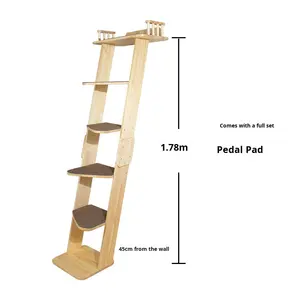 Wakupet Grande Árvore De Gato Moderno Multi-Camada Plataforma De Salto De Madeira Sólida com Céu Pilar Escalada Frame Scratcher e Torre De Cama - Product Image 6