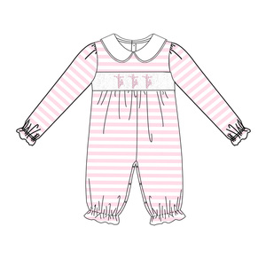 Vêtements pour enfants Puresun 100% coton, rose et bleu rayé, vêtements assortis pour enfants, vêtements smockés, vêtements de boutique pour enfants - Product Image 2