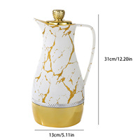 Light Life Simple Ins Style Minimalistischer Stil Europäisches Goldmuster Kreative Kaffeekanne Wasserflasche Thermoskanne 1L Tee