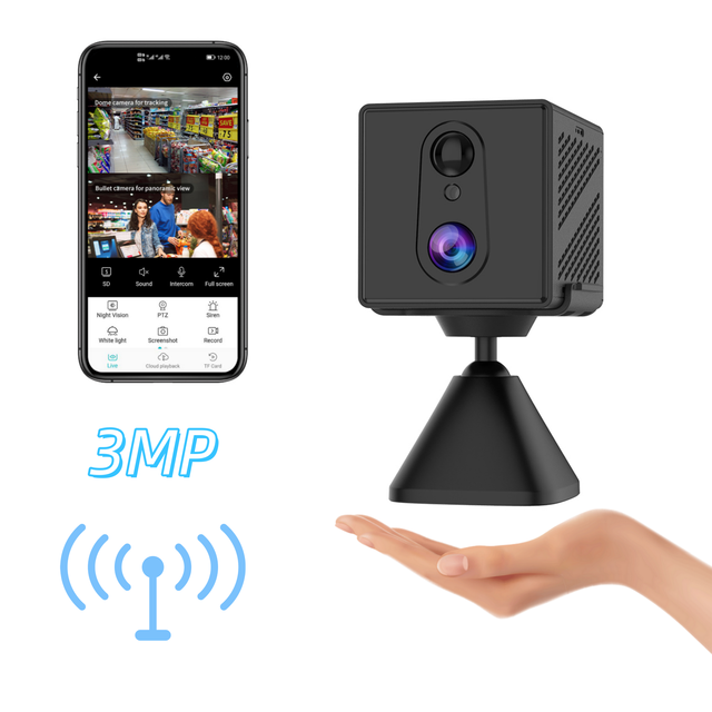 CB70W 3MP WiFi Mini Security Camera 135° Wide Angle PIR Detection Full Color Night Vision Two-Way Audio 256GB Cloud