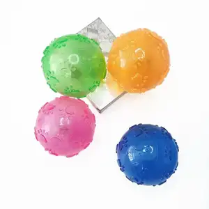 Balle à mâcher lumineuse jouets pour animaux de compagnie élasticité silicone matériel pied impression balle écologique jouets pour animaux de compagnie