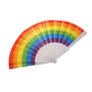 2023 <b>Top</b> Sale New Trend <b>Rainbow</b> Glitter Wedding Party Decoration Festival Hand Fan Customized Folding Hand Fan - Product Image 4