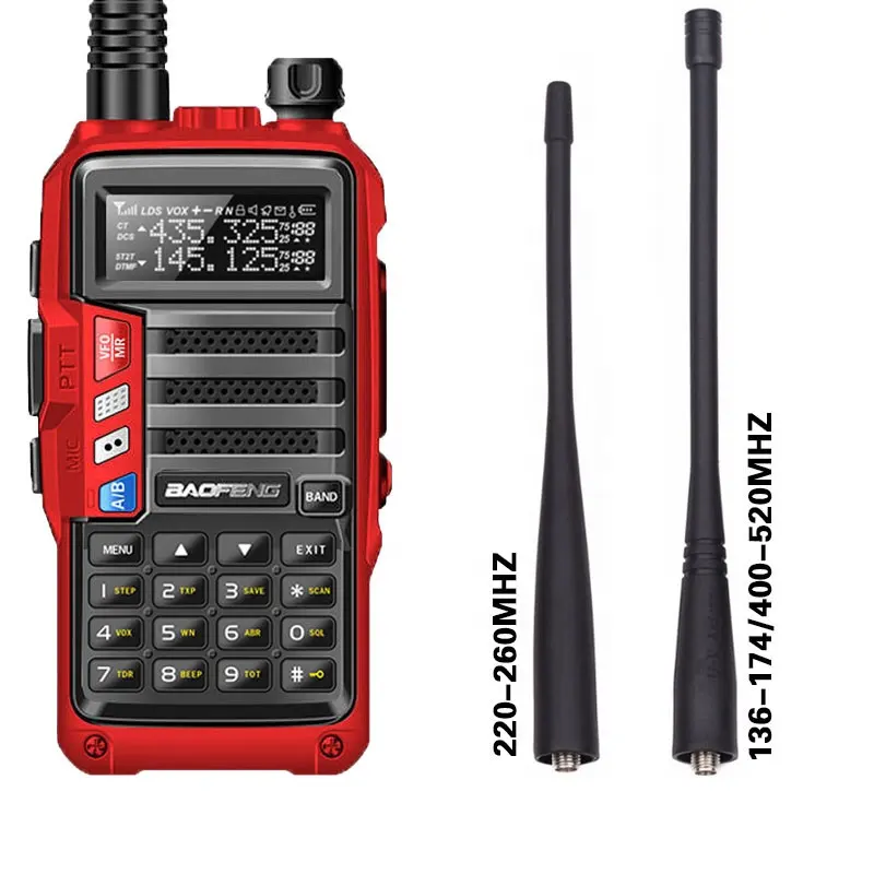 De BaoFeng UV-S9 poderoso Tri-bandas Walkie Talkie Radio de transceptor de 8W 10km Radio portátil de larga distancia de actualización 5r
