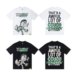 T-shirt da uomo casual hip hop in cotone traspirante, vestibilità ampia, <span class=keywords><strong>stile</strong></span> americano <span class=keywords><strong>retrò</strong></span> con lettere, estiva, di tendenza high street, Syrup - Product Image 2