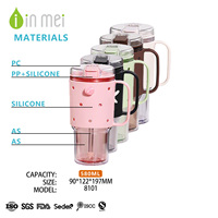 Gobelet de sport en plastique dégradé givré sans BPA de 580 ml, écologique et sûr, unisexe, avec couvercle et poignée, double mode de consommation (avec paille)