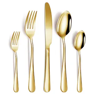 Mutfak otel restoran altın çatal bıçak kaşık seti için paslanmaz çelik altın çatal bıçak takımı