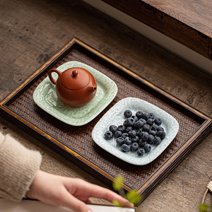 Assiette carrée en céramique, design nuage zen, plat de service pour salon de thé, style simple - Product Image 2