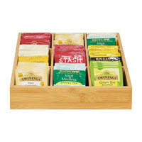 Boîte de rangement pour sac à thé en bambou, 9 compartiments, support de sac à thé, support de rangement, caddie à thé pour café