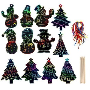 Funky Scratch Art for Kids Magic Rainbow Color Craft Hanging Ornaments Kit for School DIY Craft Activity Art Project Party Favor