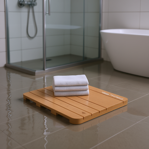 Alfombra de Baño de Plástico Impermeable, Rectangular, Antideslizante, con Base de Goma, Diseño Minimalista Marrón para Uso en el Baño - Product Image 2