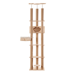 Floor to Ceiling <b>Cat</b> Tower Height Adjustable Very Sleek, Tall Kitty Climbing Activity Center with <b>Scratching</b> <b>Post</b>, Cozy Bed - Product Image 1