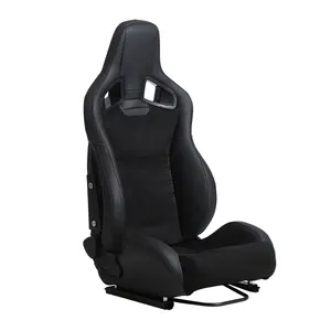 Universal Racing Sport Car Seat Reclinable Black Strip PVC Leather Left Right Racing Bucket Seats