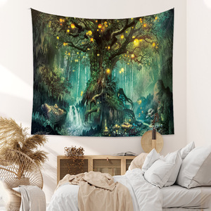 Forest Castle <strong>Psychedelic</strong> Tree Wall Hanging Tapestry Fairytale Trippy Colorful Tree Wall Hanging <strong>Blanket</strong> Home Art Decor Tapestry