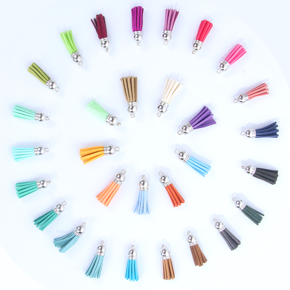 8.8cm Colorful Korea Velvet Decorative Bulk Tassels Fringe Leather Keychain Suede Tassels for Jewelry Necklace Making Craft