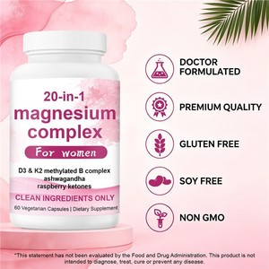 Cápsulas Vegetarianas de <span class=keywords><strong>Complejo</strong></span> de <span class=keywords><strong>Magnesio</strong></span> 20 en 1 para Mujeres, 240 Unidades - Product Image 4
