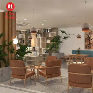 Vitrine à livres en bois multicouche personnalisée, élégante, pour magasin de papeterie, avec éclairage LED pour librairies - Product Image 2