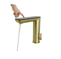 Robinet automatique sans contact en cuivre gris contemporain avec mélangeur d'eau chaude/froide pour salle de bain et chambre à coucher