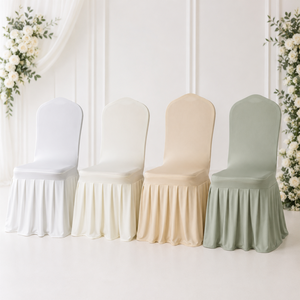 Elegant Pleated Spandex Chair Covers Custom Color <b>Stretch</b> Fit for Event Planner Wedding Banquet Linen - Product Image 1