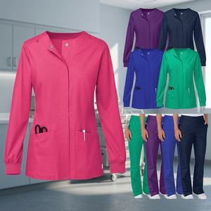 Blouse d'infirmière de haute qualité, style jogger confortable, col côtelé élégant, en spandex, pour uniformes professionnels - Product Image 3