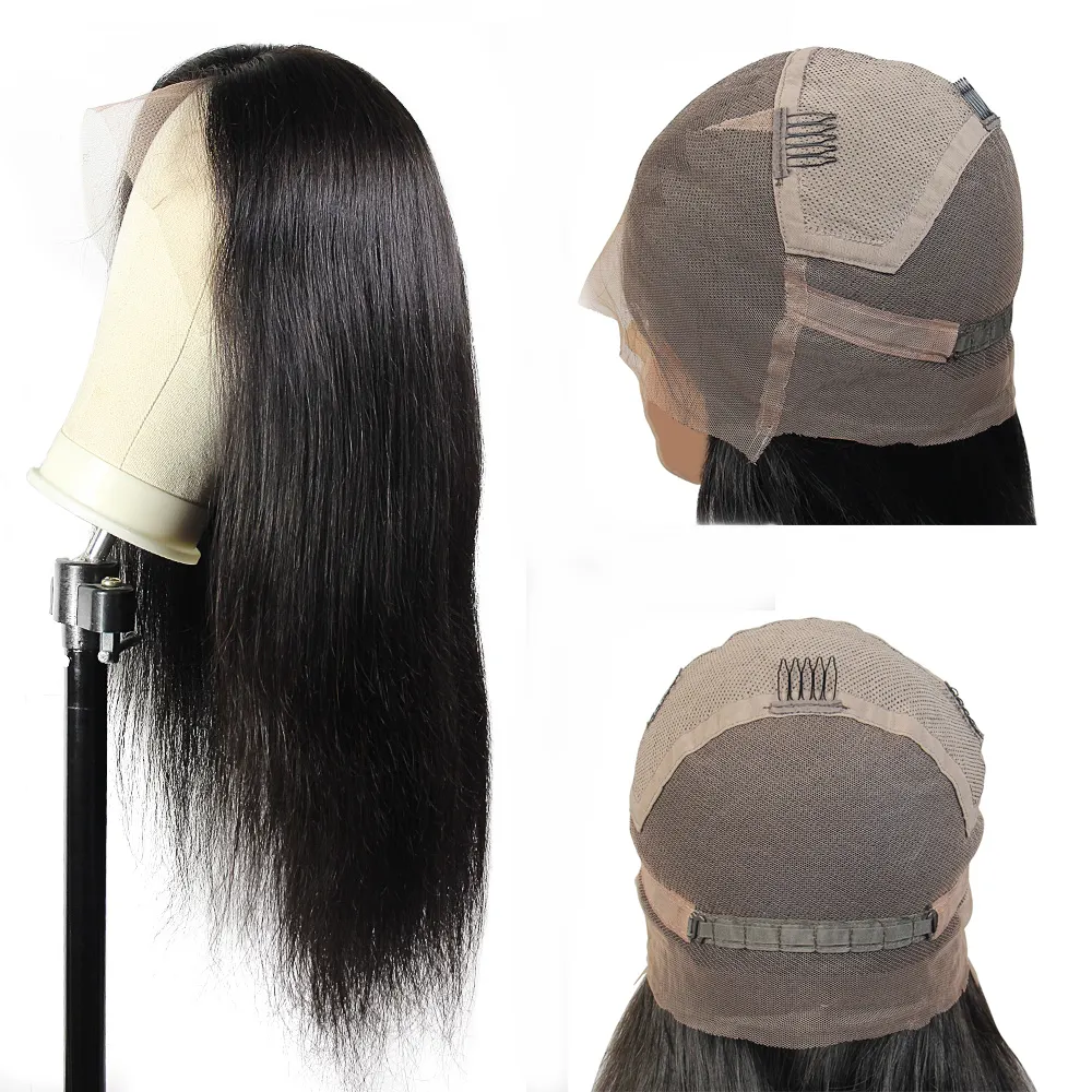 Parrucca di estensione dei capelli all'ingrosso acqua corpo serico onda diritta capelli brasiliani hd pizzo pieno anteriore parrucche dei capelli umani per donna nera