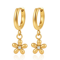 Boucles d'oreilles tendance en acier inoxydable style floral avec zircon 3A, plaqué or 18 carats, luxe léger pour femme, livraison directe transfrontalière
