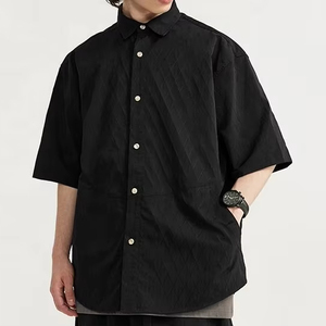 Nouveau logo personnalisé <span class=keywords><strong>chemise</strong></span> unisexe de haute qualité revers mode décontracté ample <span class=keywords><strong>chemise</strong></span> à manches courtes - Product Image 4