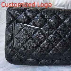 Bolsos de Hombro Cuadrados Mini de Piel Genuina Granulada Acolchada de Diseño de Lujo de Alta Gama con Cadena de Piel de Becerro y Piel <span class=keywords><strong>Caviar</strong></span> - Product Image 1
