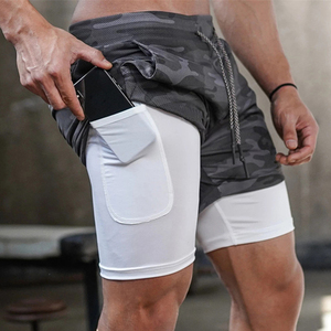 Pantaloncini da corsa in vita elasticizzati personalizzati in poliestere 2 in 1 per allenamento Yoga da <span class=keywords><strong>uomo</strong></span> in palestra Sport <span class=keywords><strong>pantaloni</strong></span> <span class=keywords><strong>corti</strong></span> <span class=keywords><strong>con</strong></span> cerniera tasche per telefono - Product Image 6