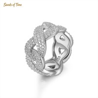 Bague Moissanite VVS Couleur D en Argent Sterling S925 Électroplaqué avec Sertissage de Pierre Personnalisé, Modèle Figure 8, Bijoux Hip Hop B2B de Luxe