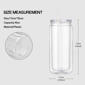 16 oz Plastik-Schneekugelbecher mit Doppelwand, vorgebohrte klare Einmachgläser, DIY-Schneekugel-Tumbler mit Deckeln und Strohhalmen - Product Image 3