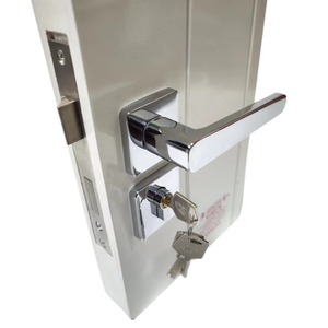 Ensemble de poignée de porte et de serrure en aluminium chromé argenté sur mesure pour portail, fabriqué en usine, quincaillerie intérieure - Product Image 1