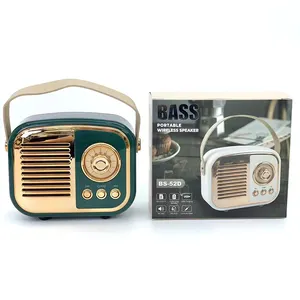 BS-52D retro radio bluetooth lautsprecher mini retro tragbar mit fm radio wiederauf ladbare drahtlose laute drahtlose lautsprecher für zu hause