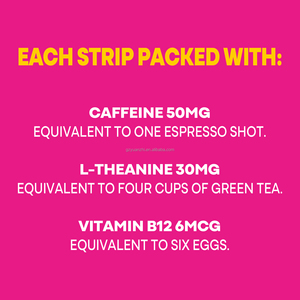 Strisce Energetiche con Caffeina 50mg, L-Teanina, <span class=keywords><strong>B12</strong></span>, Strisce Orali a Rapido Scioglimento - Disponibile OEM, Etichetta Privata, Gusto Personalizzabile - Product Image 4