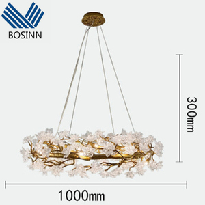 Lampu gantung Hotel kristal seni bunga es Motif tembaga lampu gantung bunga prem bercahaya lampu liontin cabang tembaga - Product Image 3