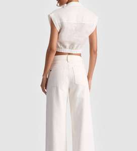 Maglietta estiva stile Casual da <span class=keywords><strong>donna</strong></span> a manica corta in <span class=keywords><strong>lino</strong></span> <span class=keywords><strong>100</strong></span>% intrecciata in <span class=keywords><strong>lino</strong></span> tinta unita Mini <span class=keywords><strong>camicia</strong></span> alla moda carina e comoda - Product Image 5