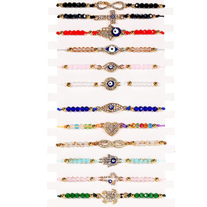 12 pz/set perle di cristallo di cristallo bracciale in lega di diamanti Charm <span class=keywords><strong>occhi</strong></span> azzurri intrecciati gioielli donne - Product Image 2