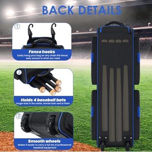 Large Capacity Multi-space Baseball Softball <strong>Bag</strong> for Men <strong>Women</strong> Portable Wheels Soft Rolling Feature Separate Shoe <strong>Sports</strong> - Product Image 3