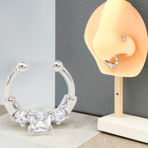 Xinfocus Unique Carré Zircon Cerceau Nez Anneau Punk Style En Acier Inoxydable <span class=keywords><strong>Oreille</strong></span> <span class=keywords><strong>Piercing</strong></span> Septum Cartilage <span class=keywords><strong>Or</strong></span> Boule <span class=keywords><strong>Faux</strong></span> Nez <span class=keywords><strong>Oreille</strong></span> - Product Image 6