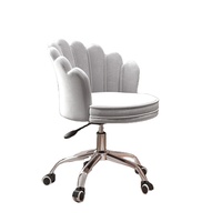Nouveau Fauteuil de Manucure Rose en Tissu Velours avec Pieds Pivotants Chromés pour Client de Salon de Manucure - Vente Flash