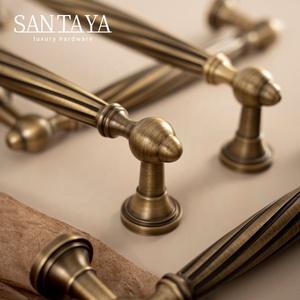 Santaya Solid Antique Brass Handles Spiral Ribbed Drawers <strong>Bedroom</strong> Wardrobes Kitchen Cabinet <strong>Doors</strong> Antique Single Hole <strong>Knobs</strong> - Product Image 2
