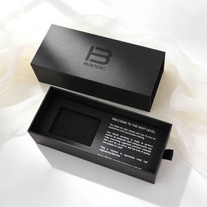 Boîte cadeau rigide avec lamination brillante personnalisée, style tiroir coulissant, poignée en ruban, pour électronique, portefeuille, ceinture, emballage cadeau de luxe - Product Image 3