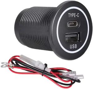 Adaptateur de prise de courant de chargeur de voiture à double Port USB C et USB A