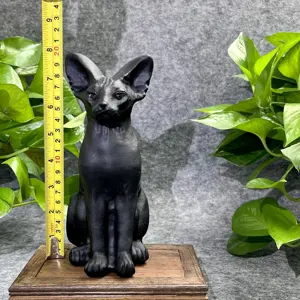 Kenny Crystals Wholesale Natural Crystal Stone Craft Big Animal Carving New Design Obsidian Large Egyptian Cat