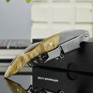 Solid Wood Handle Wine Opener Bottle Opener Tool Multifunctional Portable Flat Simple Style BY633 0009 - Product Image 1