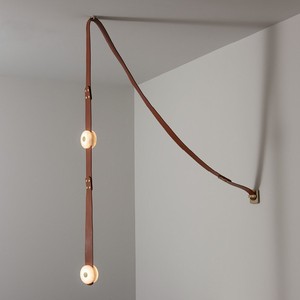 Minimalist Leather Pendant <b>Light</b> With Dual Bulbs E27 Led Chandelier For Living Room Loft Villa Stairwell Dining Area Chocolate - Product Image 1