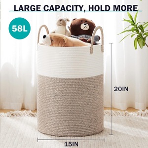 100% coton corde Crochet panier de rangement <span class=keywords><strong>Jute</strong></span> ours <span class=keywords><strong>macramé</strong></span> poignées pépinière blanchisserie bois Style nordique nordique <span class=keywords><strong>macramé</strong></span> paniers - Product Image 3