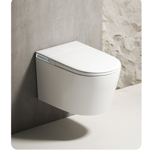 ผนังติดตั้งสมาร์ทสีดำสีขาวกาลักน้ำชักโครกเซรามิกที่มี P-TRAP ยาวควบคุมสำหรับโรงแรมวิลล่าอพาร์ทเมน - Product Image 3