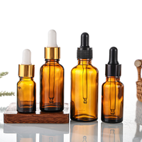Flacons compte-gouttes en verre ambré personnalisés, bouchons pipette noirs opaques, pour huiles essentielles, sérums faciaux, contenants cosmétiques vides