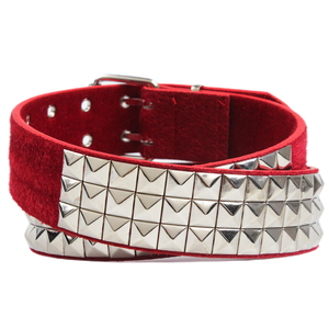 Ceintures pour femmes en cuir PU et tissu VELVET personnalisées par le fabricant, avec rivets pyramidaux - Product Image 1